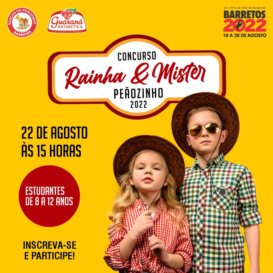 Imagem JPG, Estão abertas as inscrições para o Concurso Rainha e Mister Peãozinho 2022