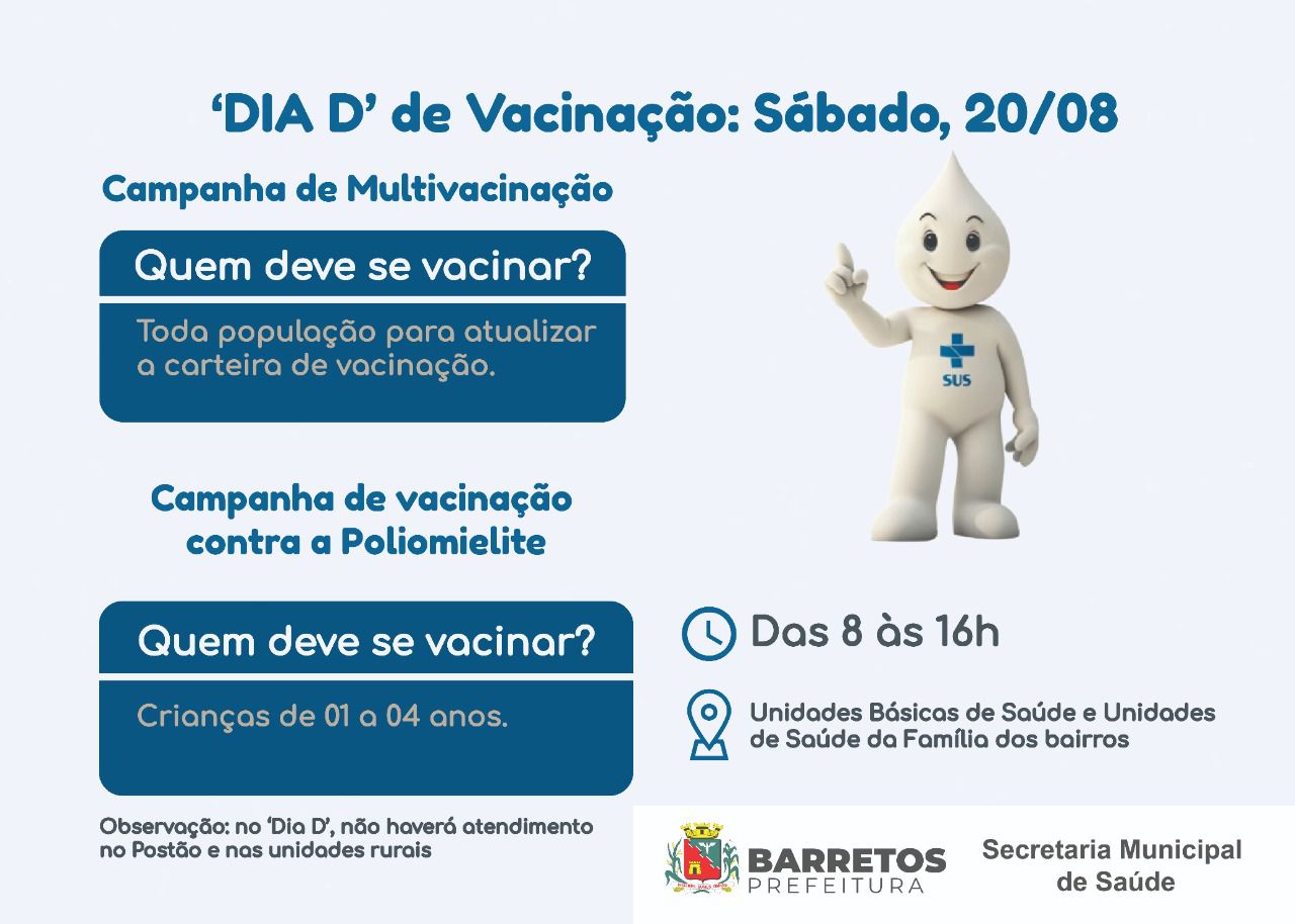Imagem JPG,  ‘Dia D’ de vacinação contra a poliomielite será realizado no sábado, dia 20