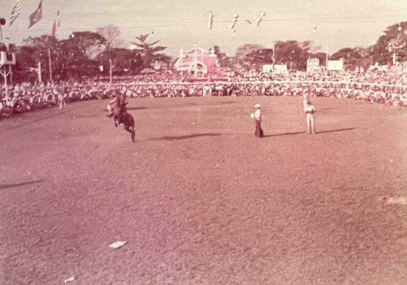 Uma das primeiras montarias, quando a Festa acontecia no Recinto Paulo de Lima Correa  (Divulgação)
