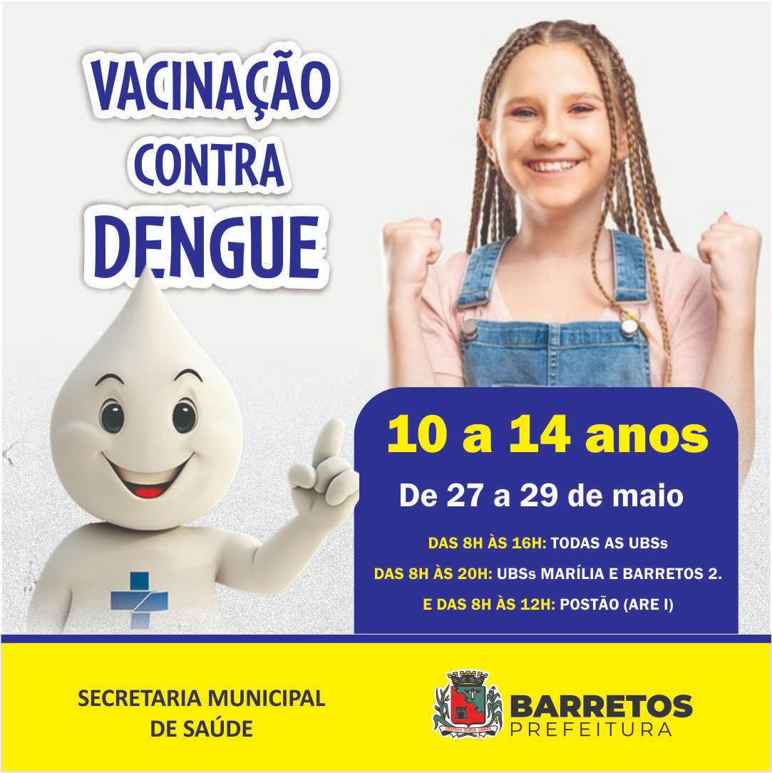 Imagem JPG, Barretos estende vacinação contra a dengue para até 14 anos