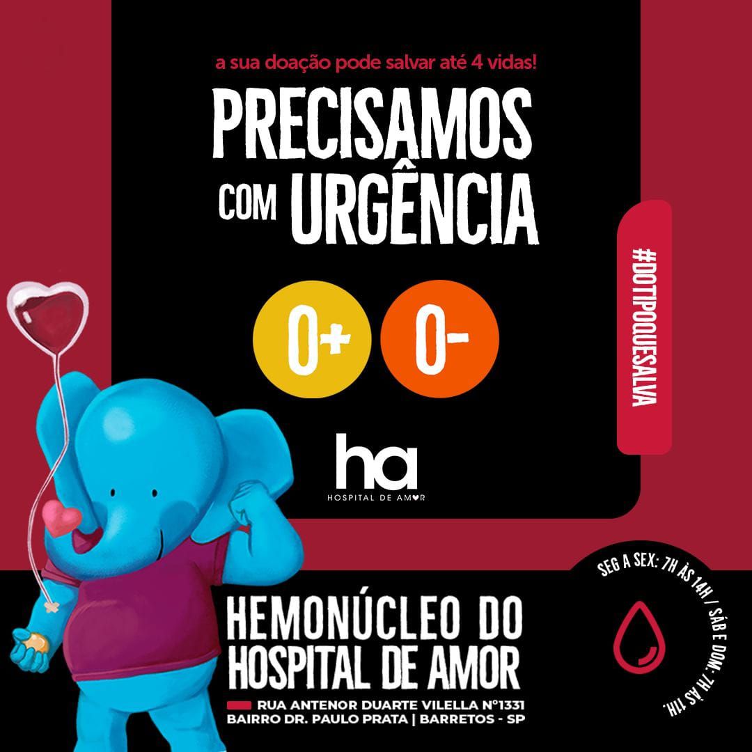 Imagem JPG, Amigo(a) doador de sangue: o Hospital de Amor precisa de você!