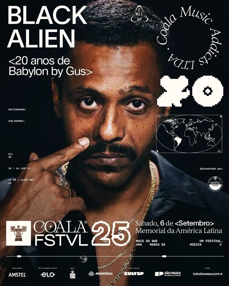 Coala Festival anuncia show de Black Alien cantando o emblemático disco Babylon By Gus Vol. 1 - O Ano do Macaco