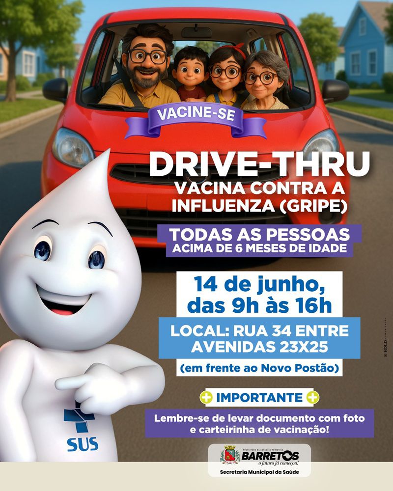 Imagem JPG, Prefeitura de Barretos promove drive-thru para vacinação contra a gripe