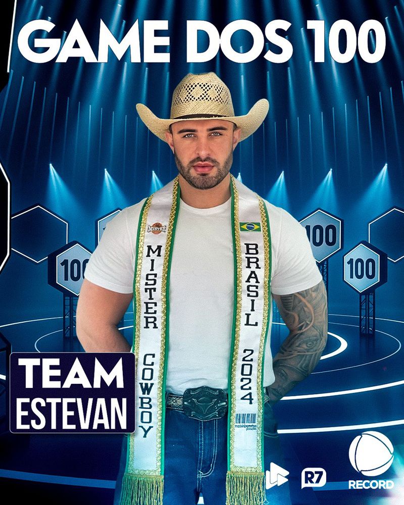 Imagem JPG, Estevan, Mister Cowboy Brasil 2024 é um dos participantes do Game dos 100 da Record