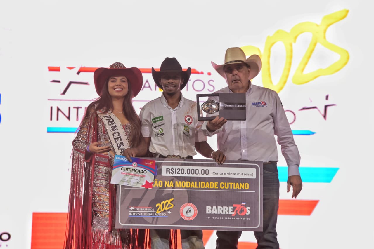 Imagem JPG, Yuri Teodoro Silva é campeão do 32º Barretos International Rodeo, na modalidade Cutiano