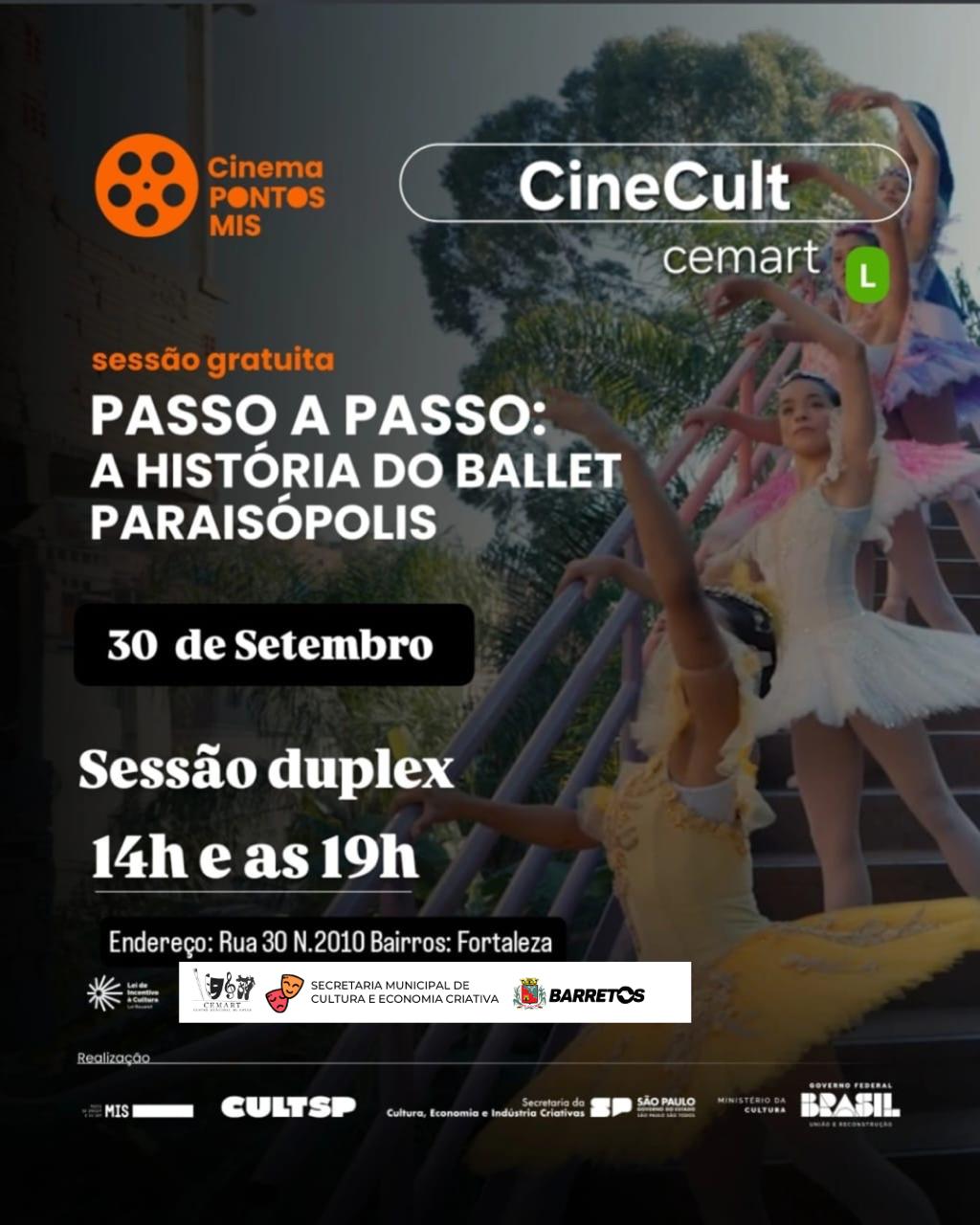 Imagem JPG, Documentário “Passo a Passo: A História do Ballet Paraisópolis” será exibido no CineCult CEMART nesta terça-feira, 30, em dois horários As sessões gra