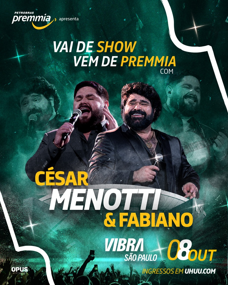 Imagem JPG, Cesar Menotti & Fabiano comemoram 20 anos de estrada, na próxima quarta-feira, na Vibra São Paulo