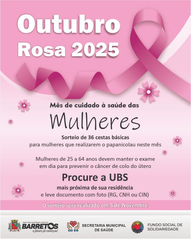 Imagem JPG, Mulheres que realizarem Papanicolau neste mês concorrerão a 36 cestas básicas