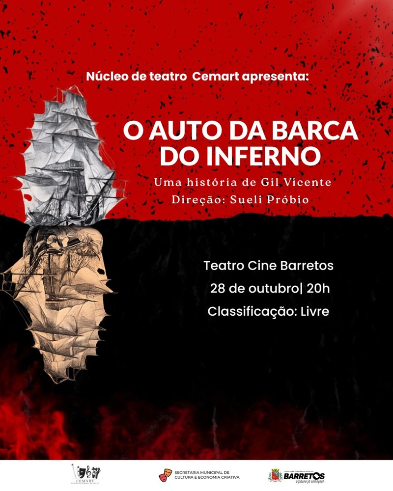 Imagem JPG, Núcleo de Teatro do Cemart apresenta o espetáculo “O Auto da Barca do Inferno”