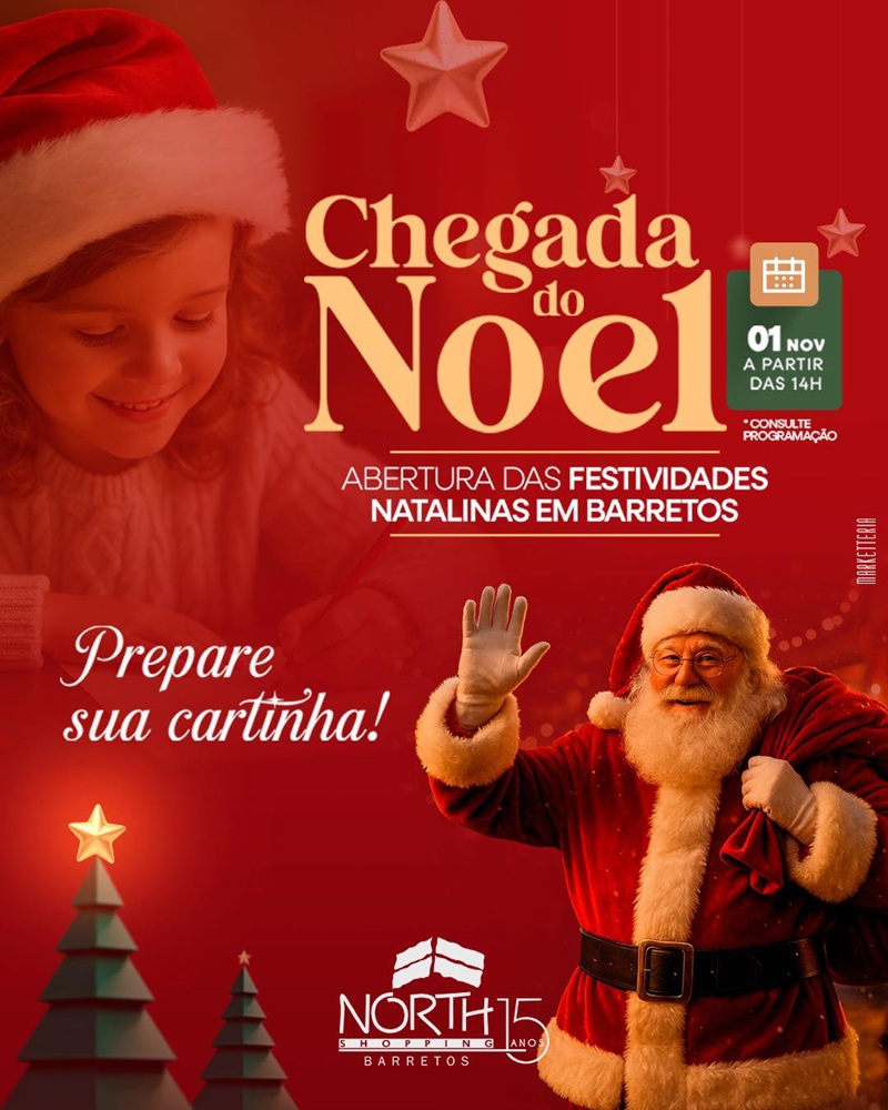 Imagem JPG, North Shopping dá início à temporada de Natal com Papai Noel e inauguração da decoração natalina