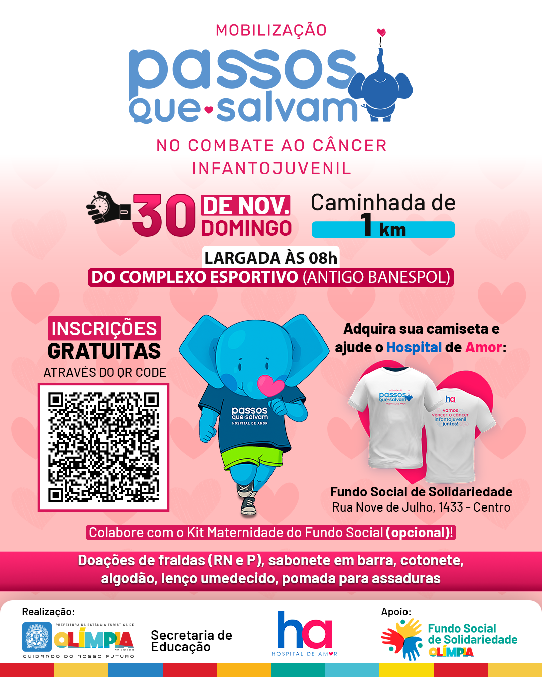 Imagem JPG, Olímpia promove caminhada da campanha “Passos que Salvam” em prol ao combate ao câncer infantojuvenil