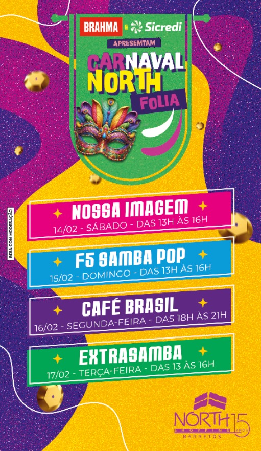 Imagem JPG, Carnaval North Folia traz programação adulto e infantil gratuita no North Shopping Barretos
