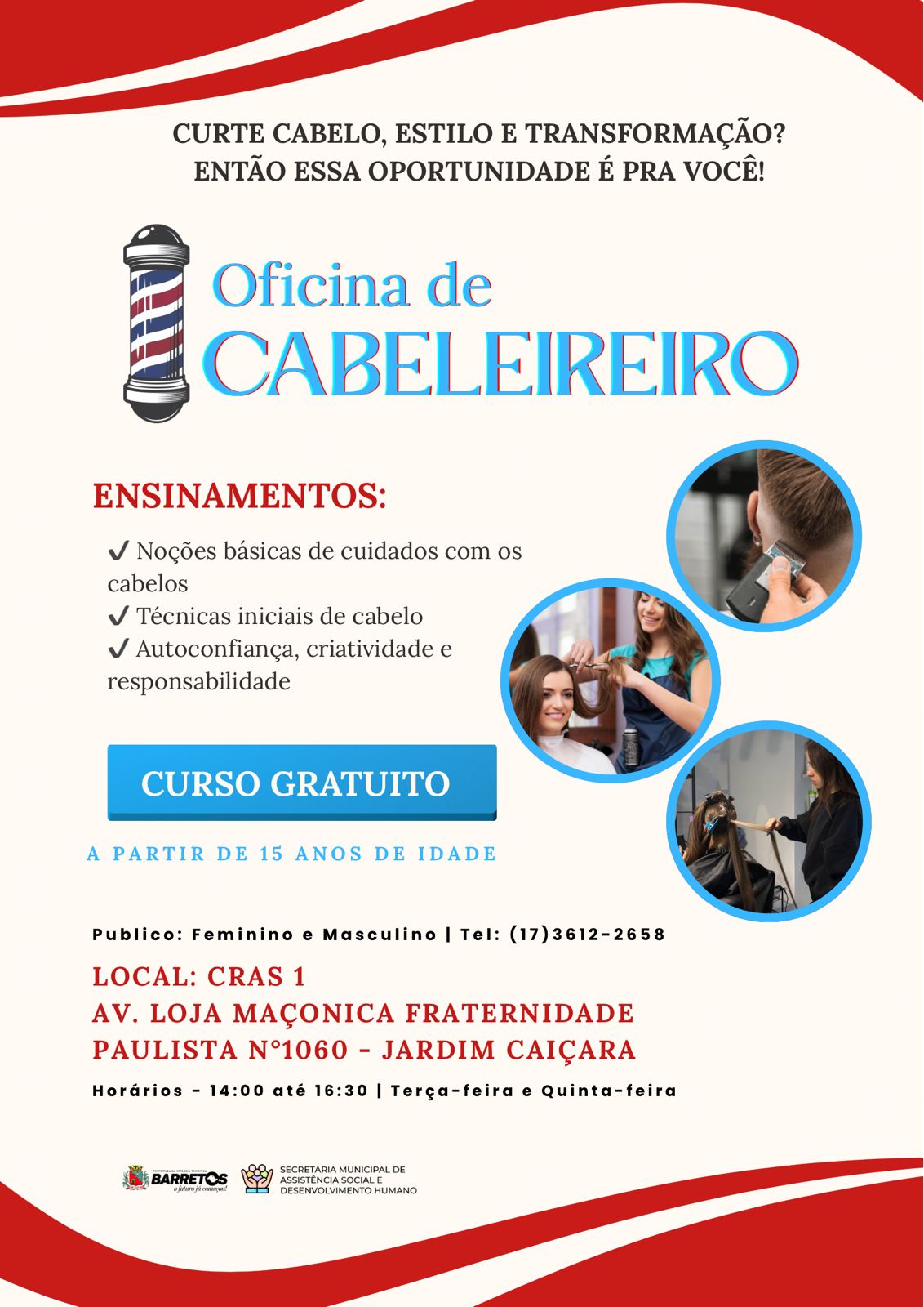 Imagem JPG, Assistência Social promove Oficina de Cabeleireiro no CRAS I