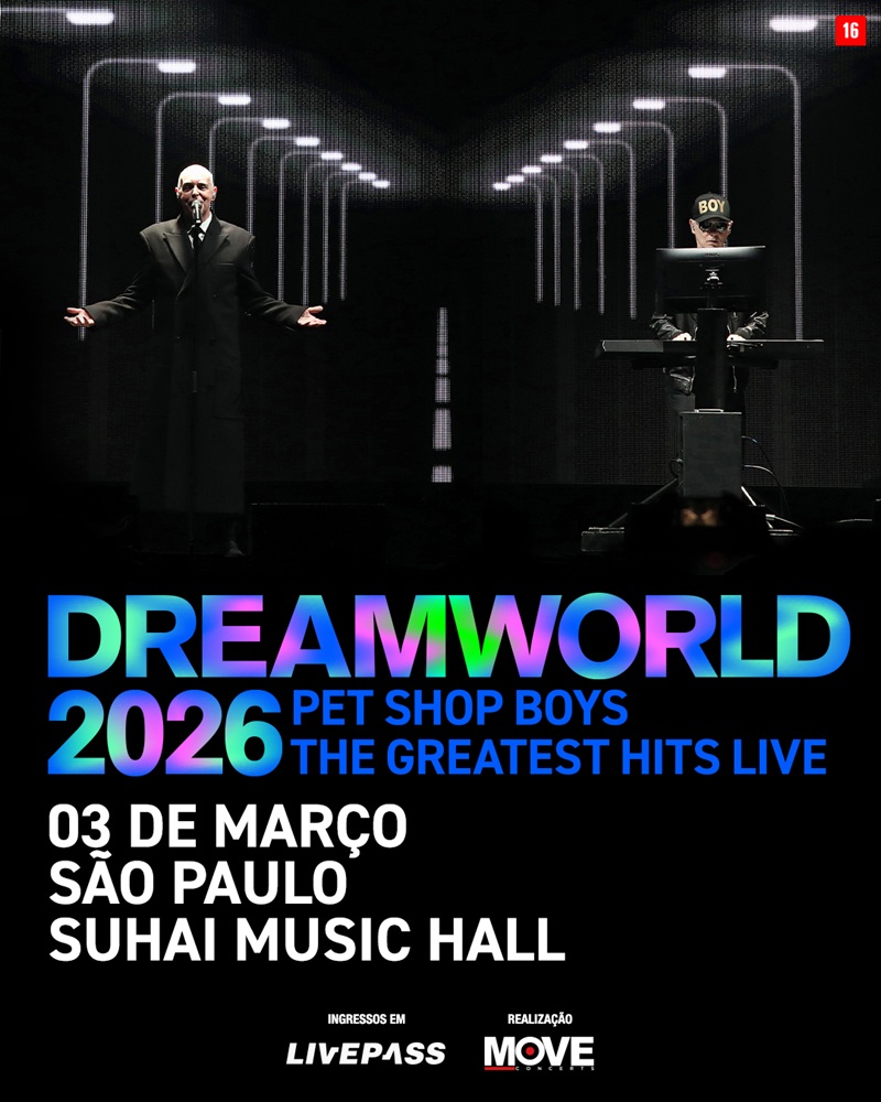 Imagem JPG, Pet Shopp Boys traz a turnê Dreamworld: The Greates Hits Live ao Brasil, em apresentação única em Março de 2026