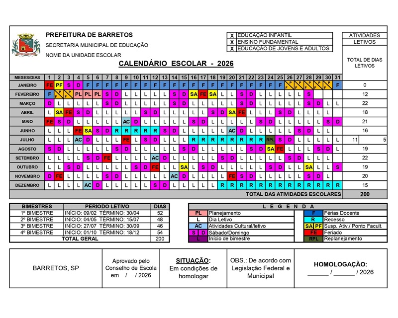 Imagem JPG, Calendário Escolar 2026 é retificado devido à realização dos 41º Jogos Abertos da Juventude