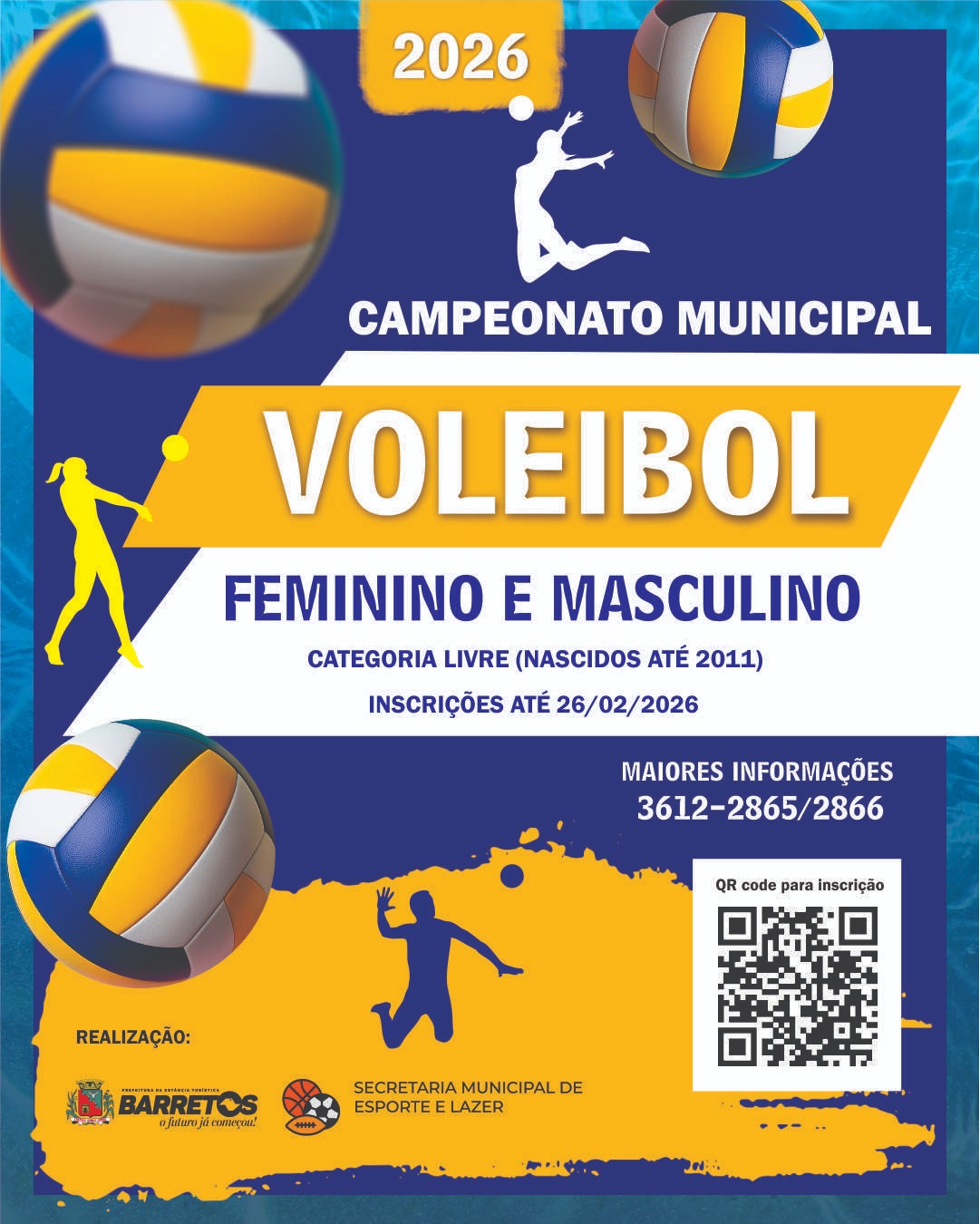 Imagem JPG, Estão abertas inscrições para o Campeonato Municipal de Vôlei 2026
