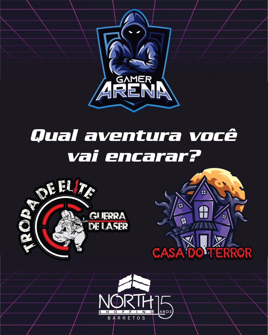 Arena Gamer com Laser Tag e Casa do Terror estão no North Shopping Barretos