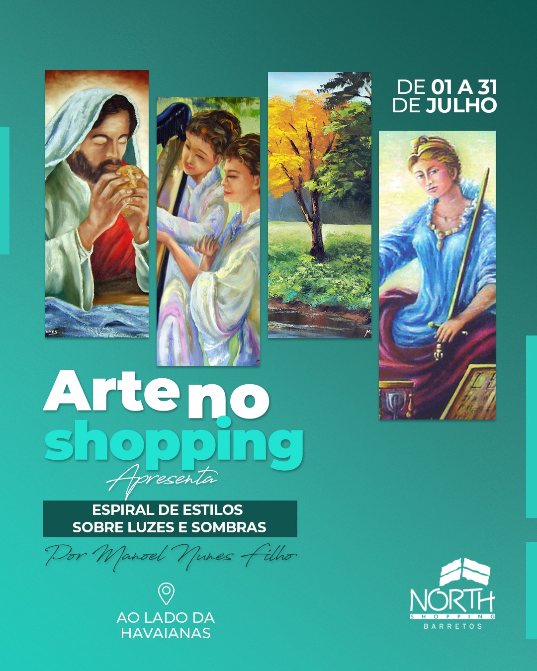 Arte no Shopping recebe exposição “Espiral de Estilos sobre Luzes e Sombras” durante o mês de julho