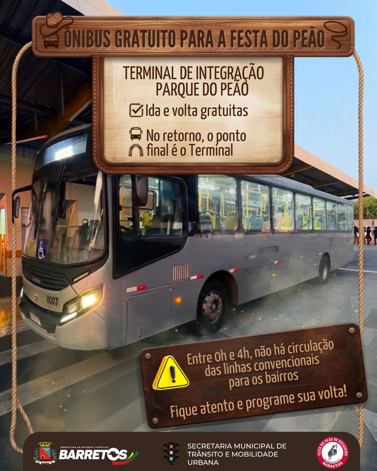 Linhas convencionais do Transporte Coletivo Urbano de Barretos mantêm horário habitual durante a Festa do Peão